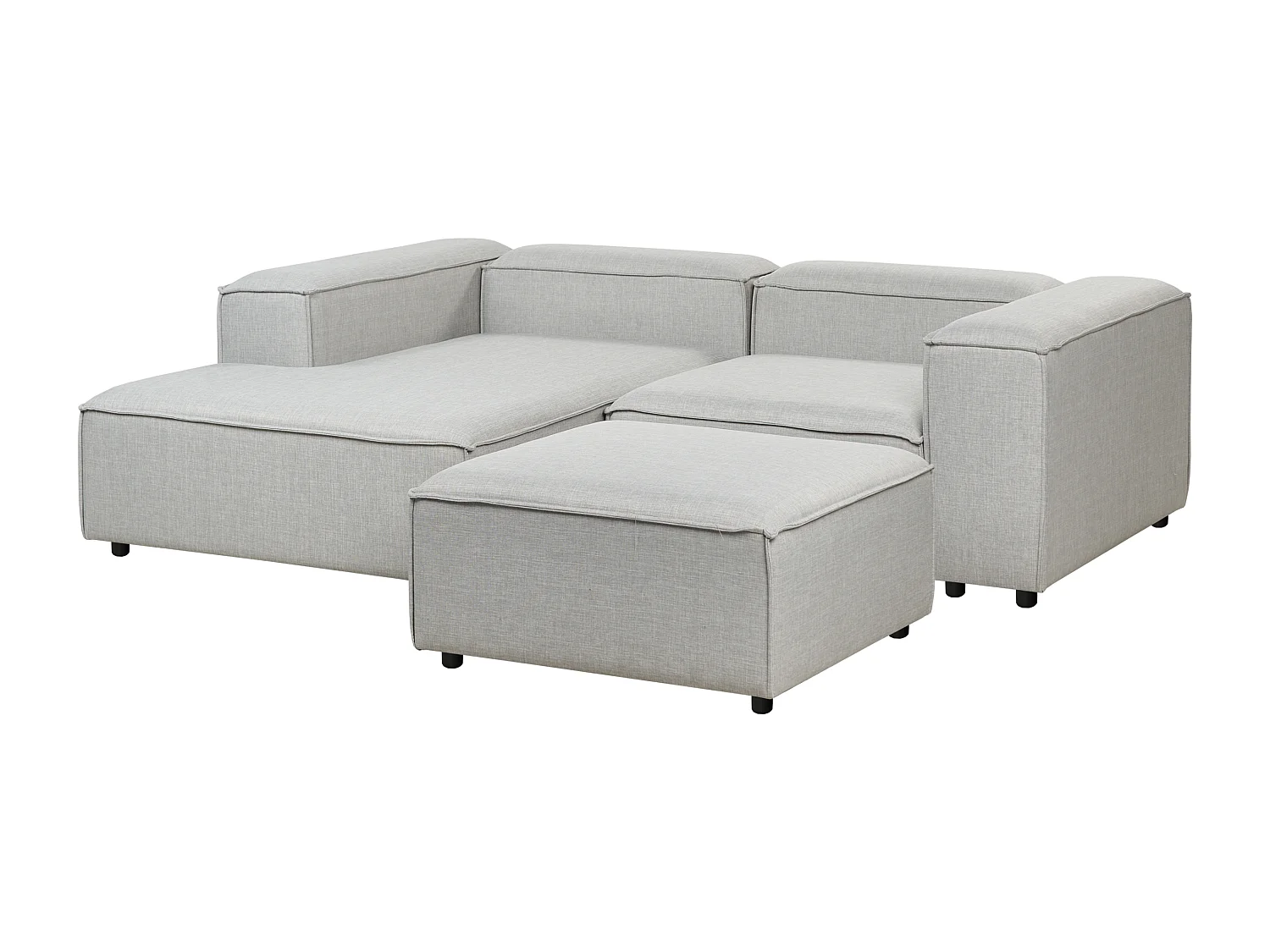 Canapé d'angle modulable 3 places ARDAL Tissu Gris clair Côté droit