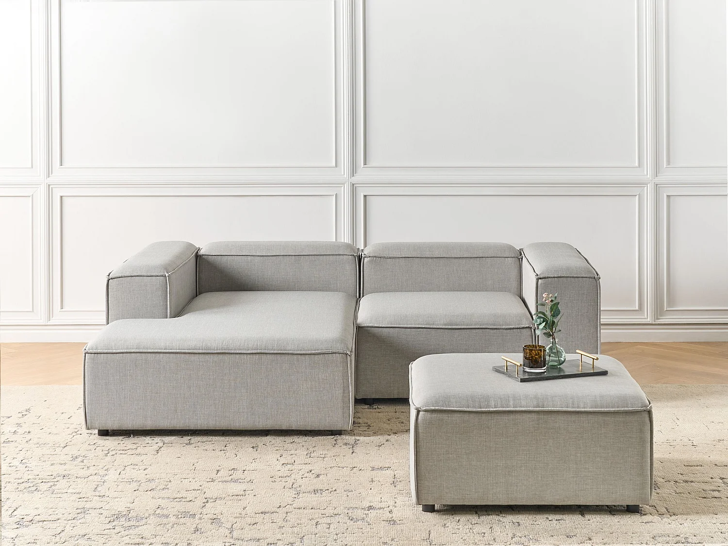 Canapé d'angle modulable ARDAL Tissu Gris clair 3 places Côté droit