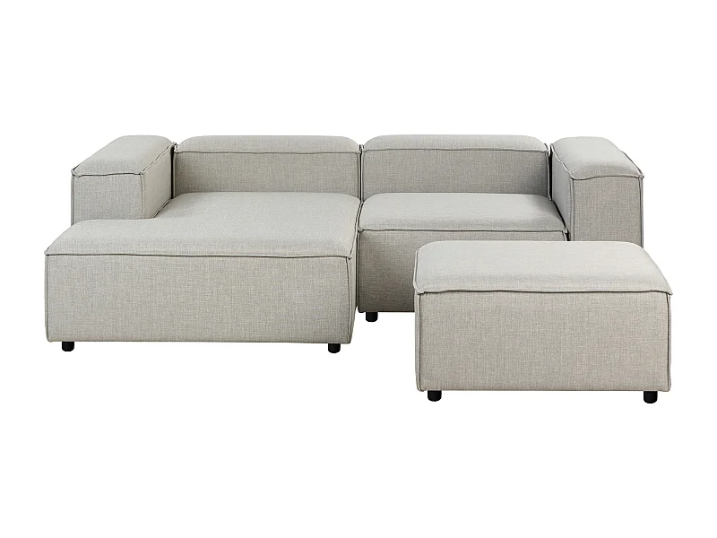 Canapé d\'angle modulable 3 places ARDAL Tissu Gris clair avec ottoman Côté droit