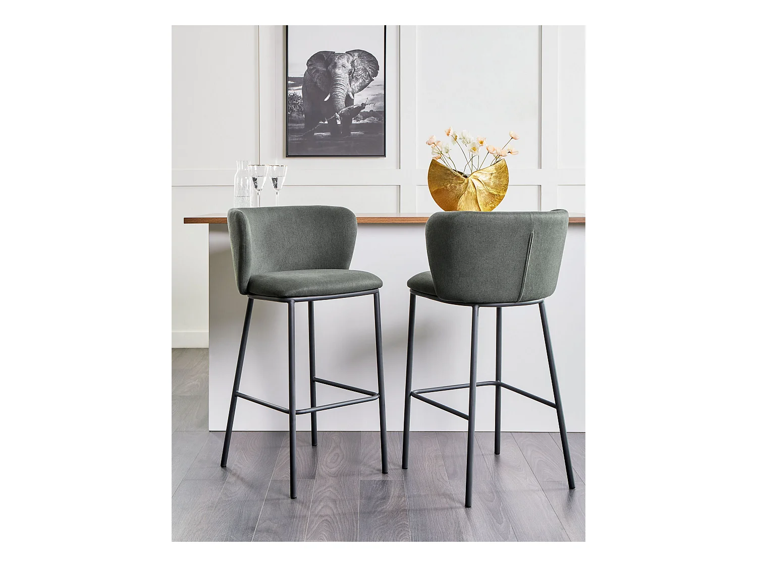 Lot de 2 chaises de bar MINA Vert foncé