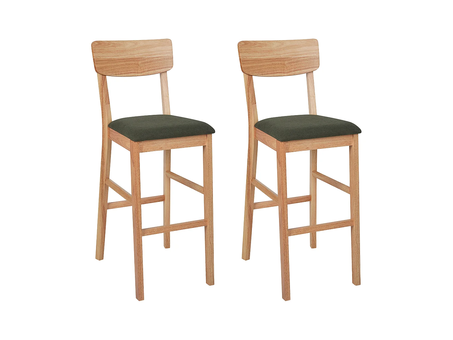 Lot de 2 chaises de bar AMBLER Marron clair/ Vert