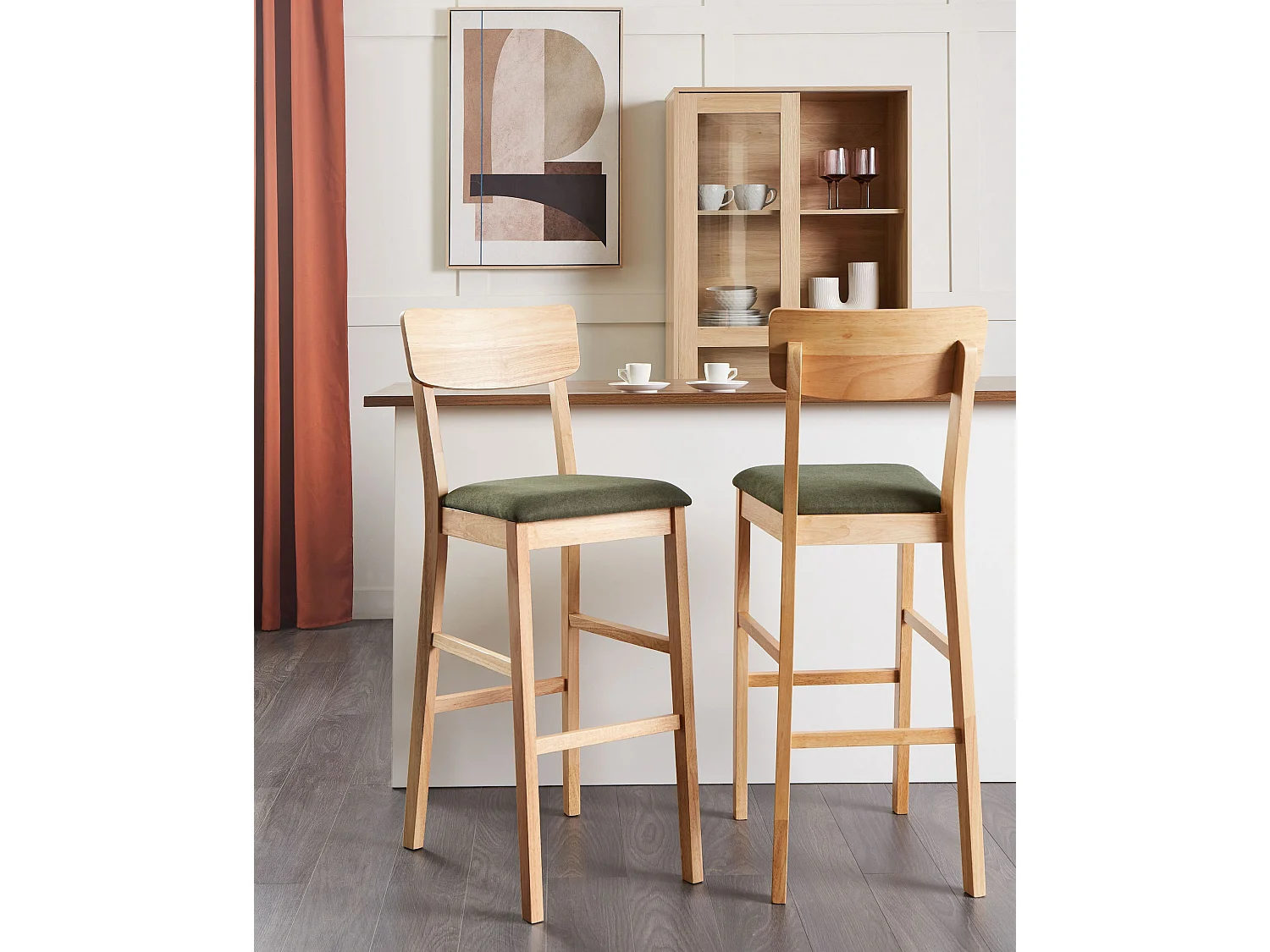 Set di 2 sedie alte AMBLER Marrone chiaro