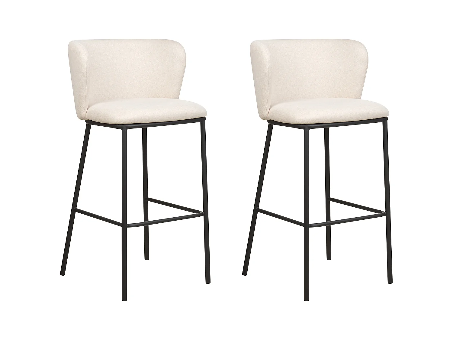 Lot de 2 chaises de bar MINA Blanc cassé