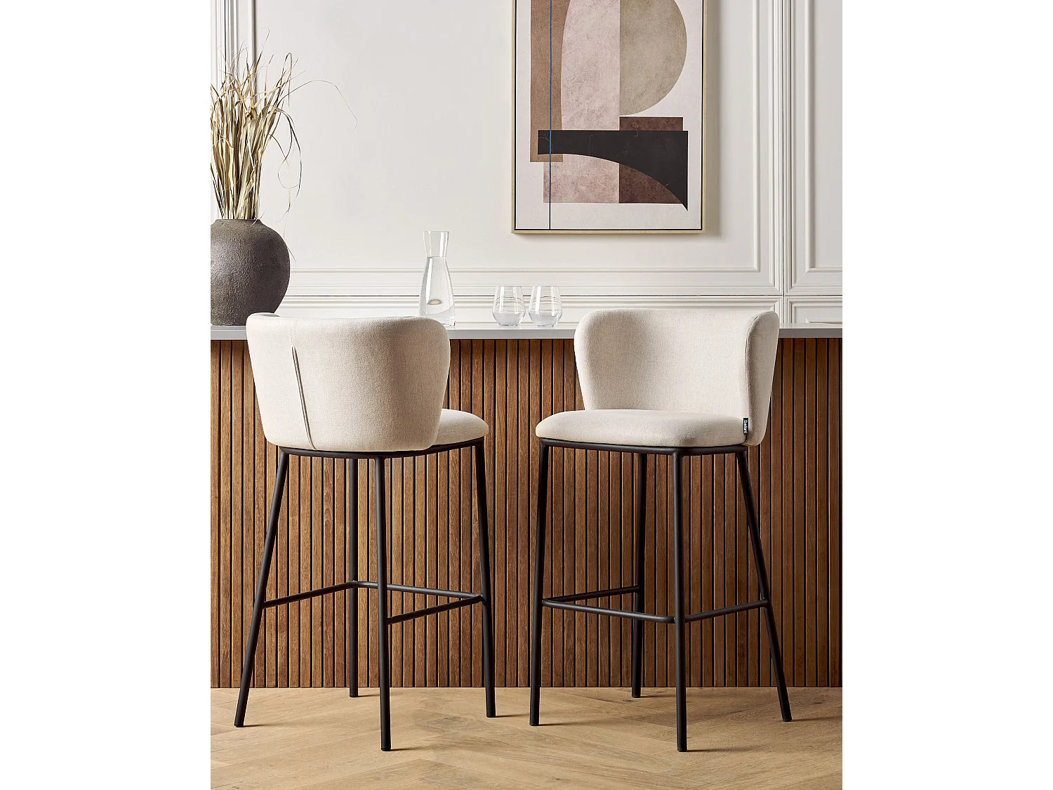 Set van 2 barstoelen MINA Gebroken wit