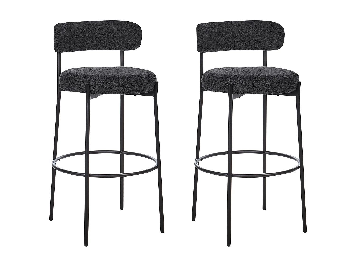 Lot de 2 chaises de bar ALLISON Bouclé Noir