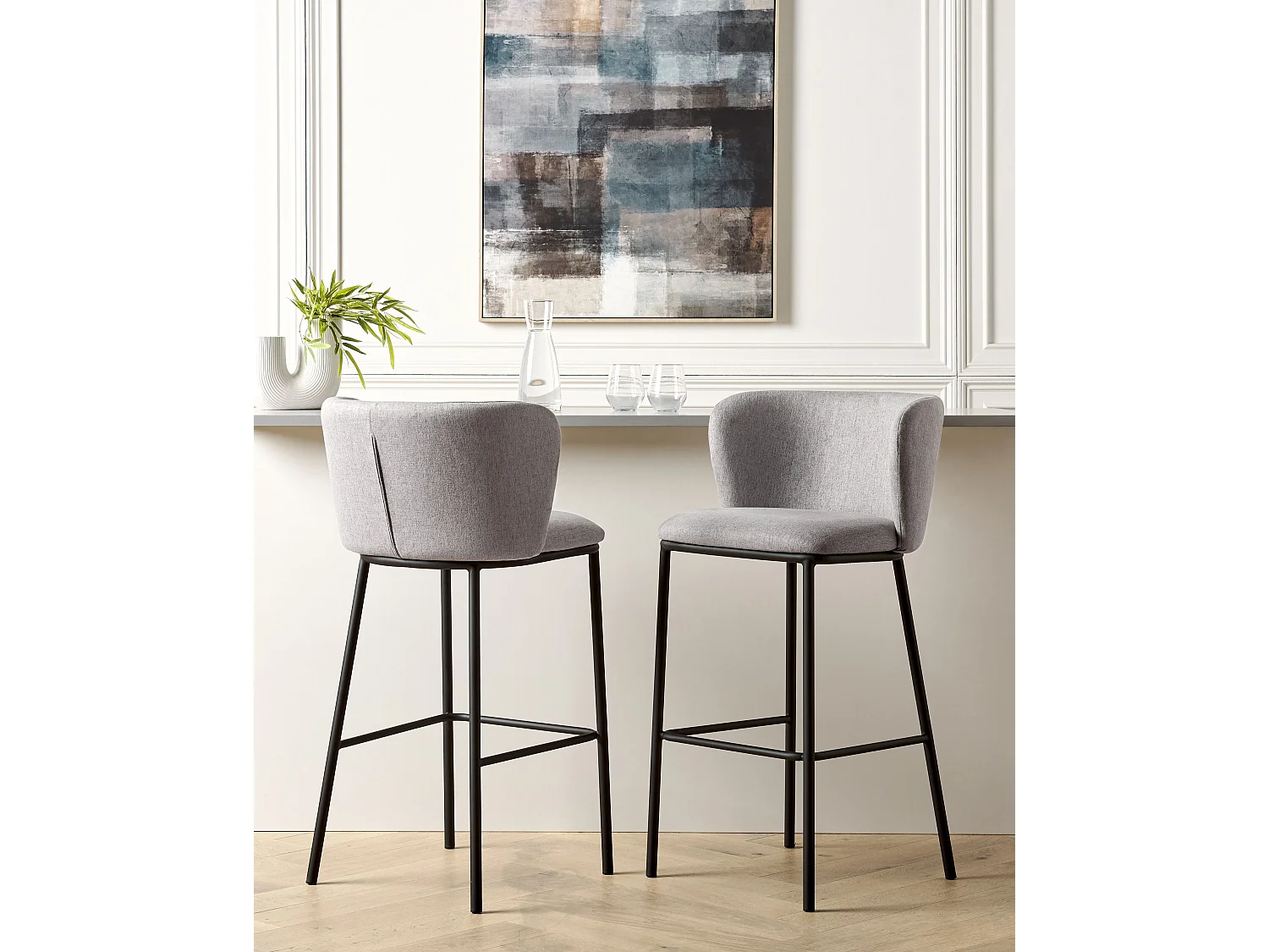 Lot de 2 chaises de bar MINA Gris