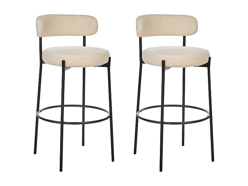 Lot de 2 chaises de bar ALLISON Bouclé Beige clair