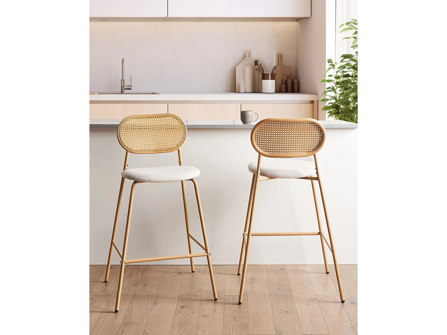 Set van 2 barstoelen ADAVER Lichtbruin