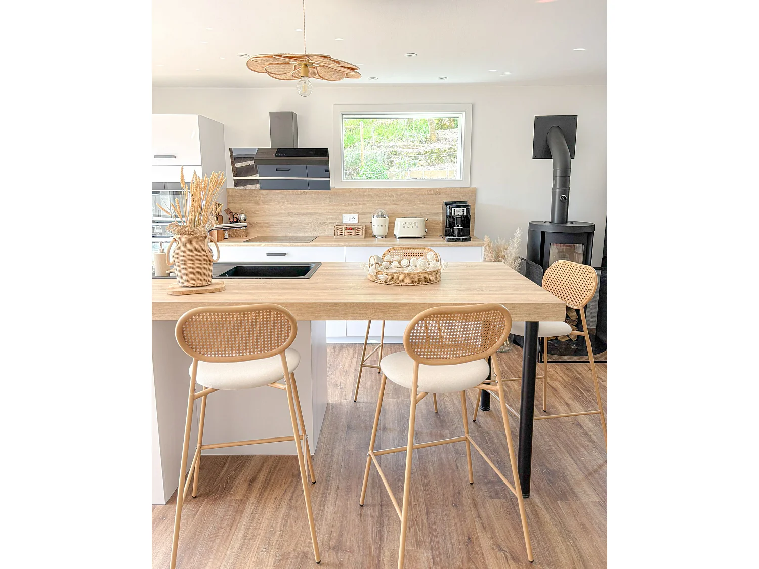 Set of 2 Bar Chairs ADAVER Light Brown