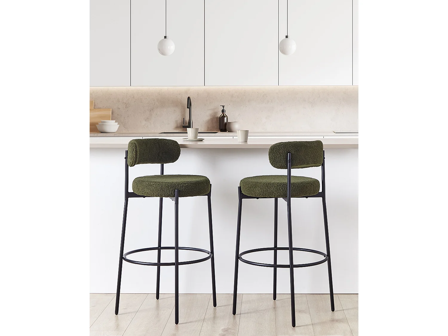 Set di 2 sedie alte ALLISON Bouclé Verde