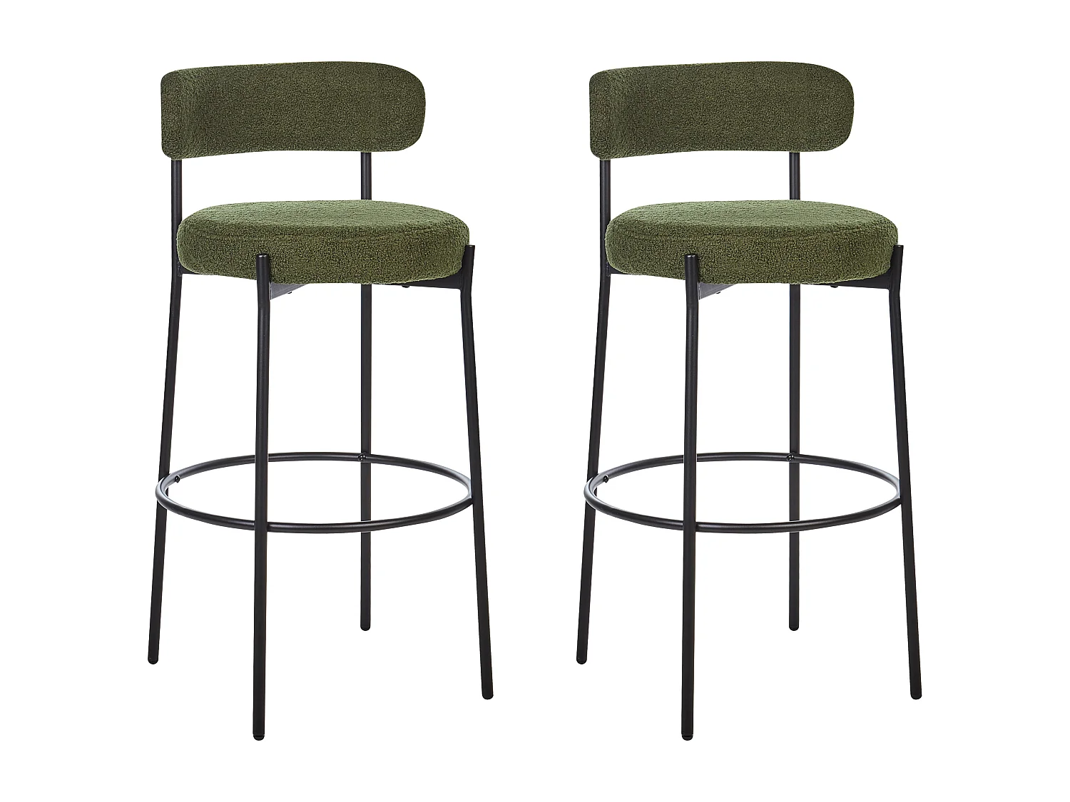 Lot de 2 chaises de bar ALLISON Bouclé Vert