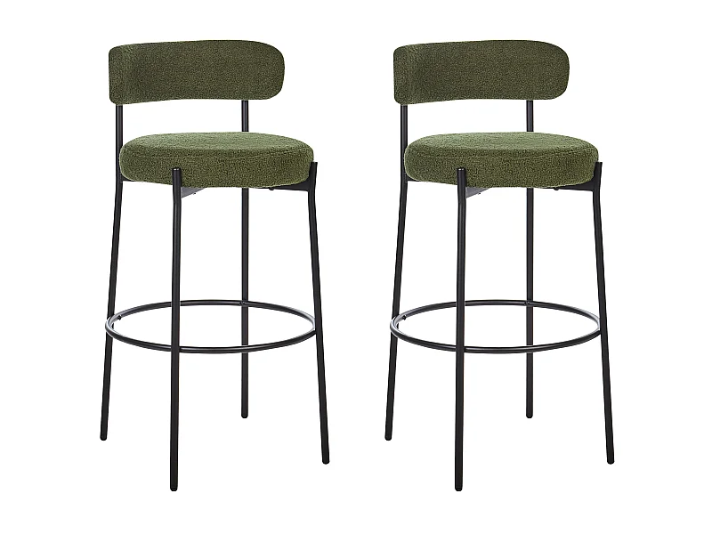 Set di 2 sedie alte ALLISON Bouclé Verde