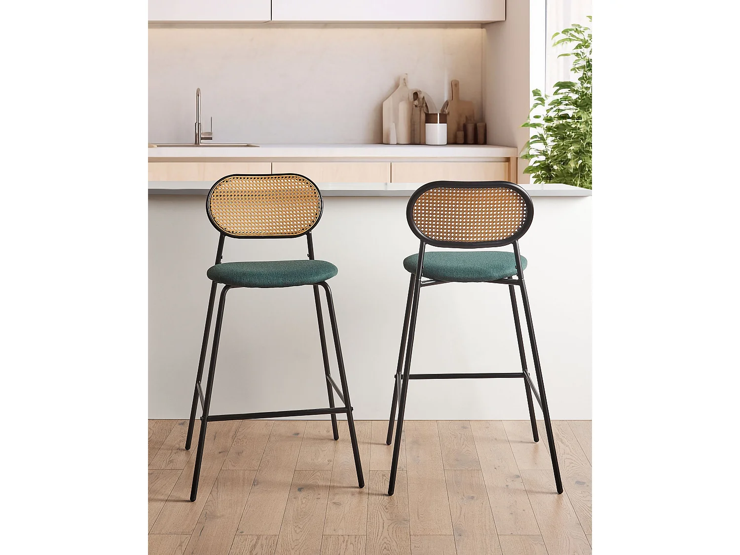 Conjunto de 2 bancos de bar ADAVER Preto