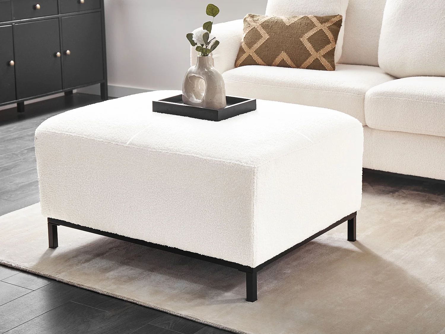 Ottoman OSLO Bouclé Blanc