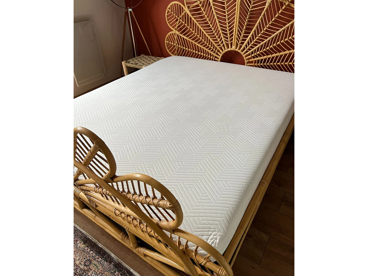 Matelas double en mousse de latex moyenne avec housse amovible 160 x 200 cm COZY