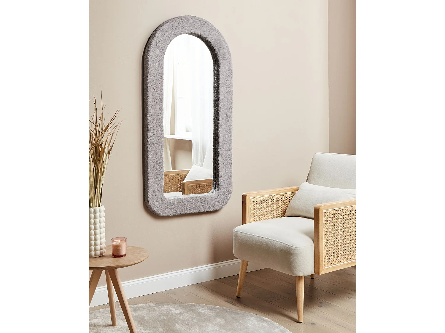Wandspiegel CERVON 60 cm 120 cm Bouclé Taupe