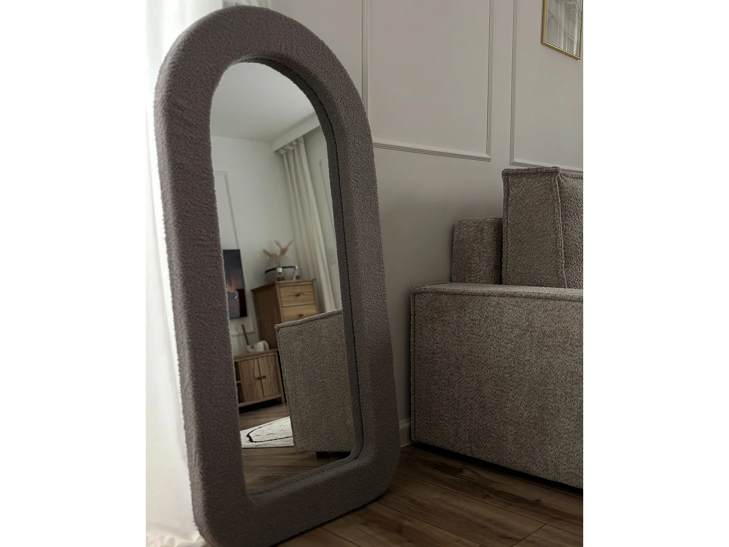 Miroir CERVON 60 cm 120 cm Bouclé Taupe