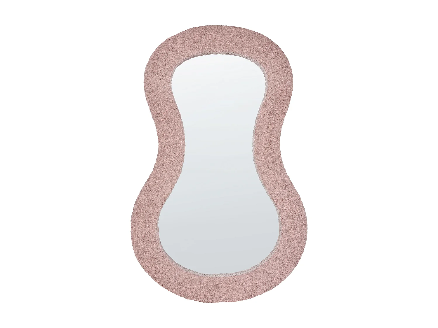 Wandspiegel mit breitem Rahmen Bouclé rosa asymmetrisch 70x112cm modern Planchez