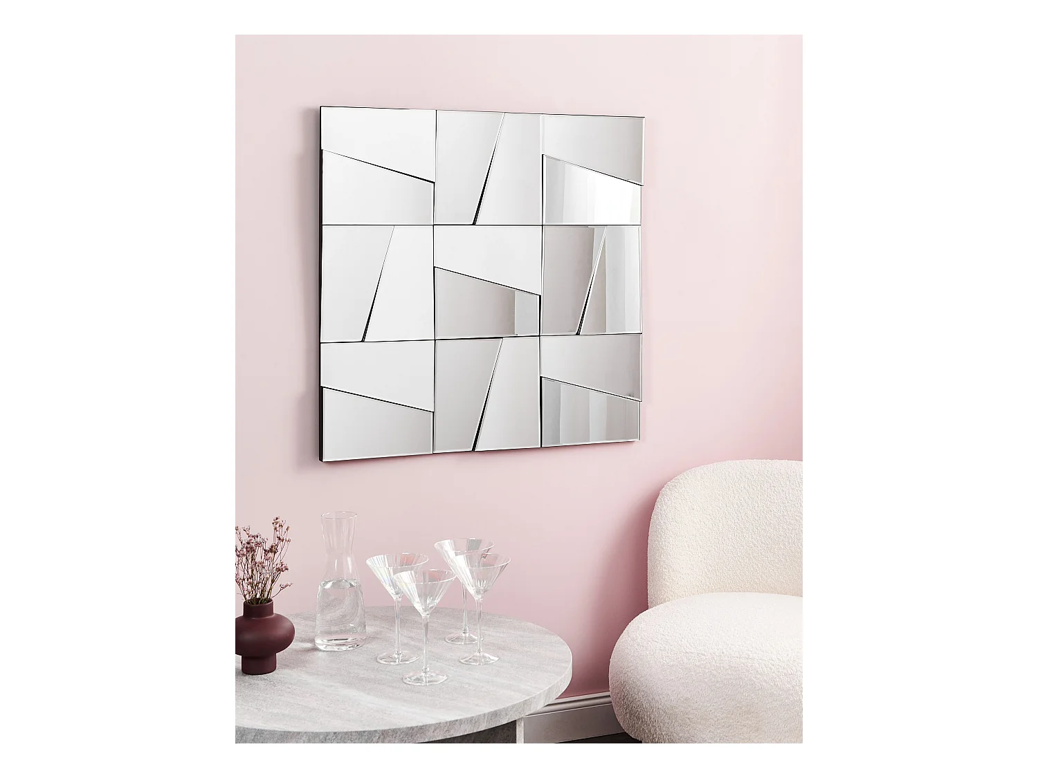 Wandspiegel ANCEMONT 80 cm 80 cm Zilver