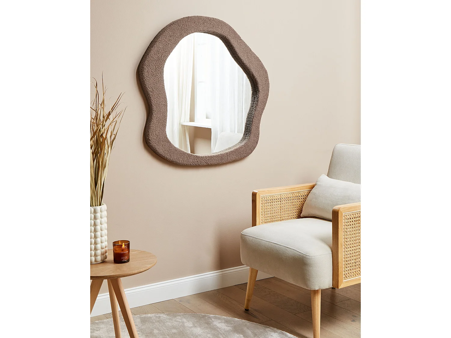 Lustro ścienne BLISMES 79 cm 80 cm Boucle Brązowy