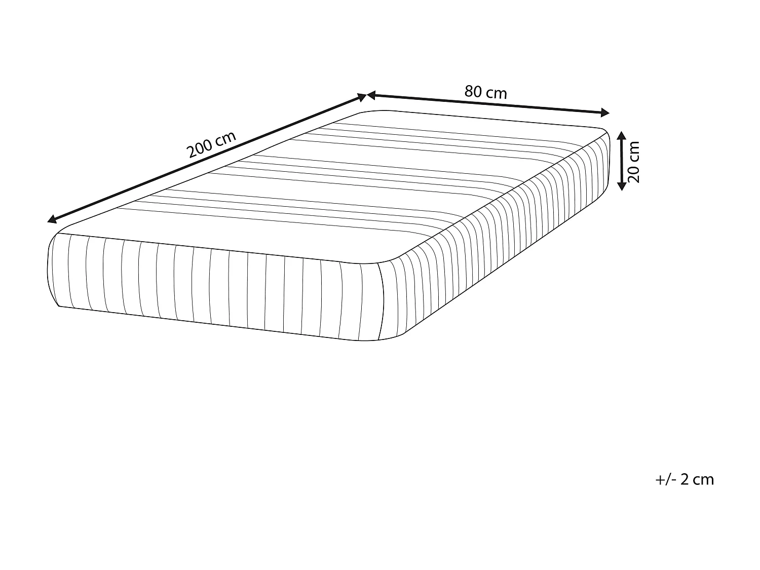 Matelas en mousse de gel ferme avec housse amovible 80 x 200 cm HAPPINESS