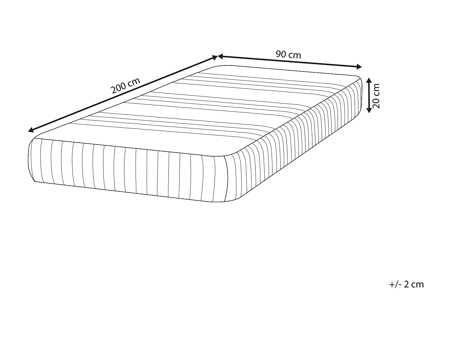 Matelas en mousse de gel ferme avec housse amovible 90 x 200 cm HAPPINESS