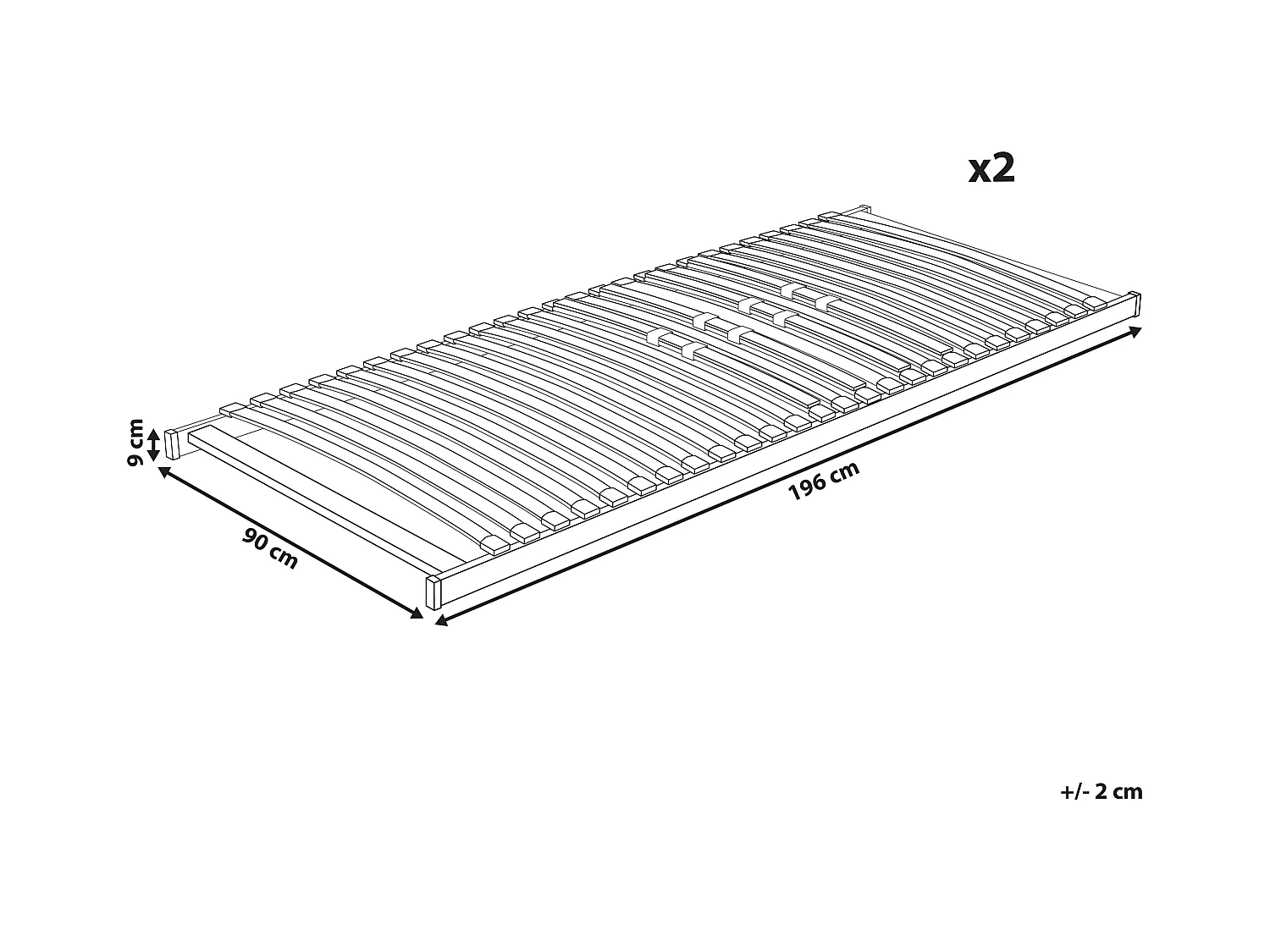 Lattenbodem VOUZIERS 180 x 200 cm