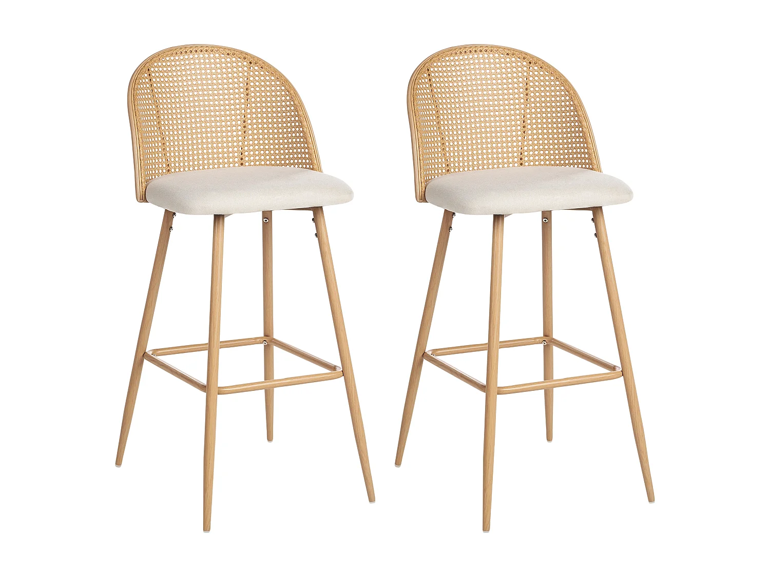 Lot de 2 chaises de bar CORNELL Métal Marron clair