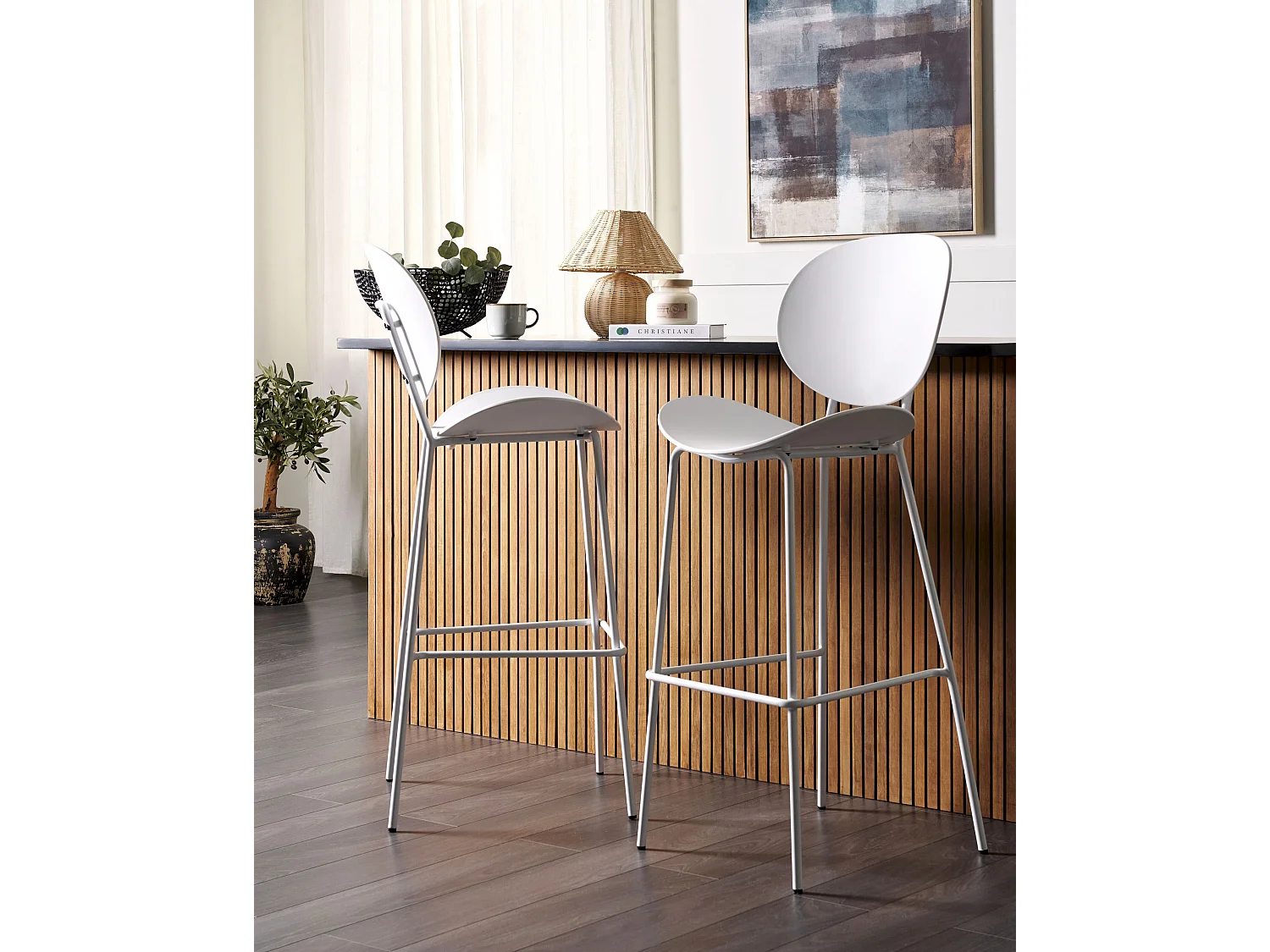 Lot de 2 chaises de bar SHONTO Blanc