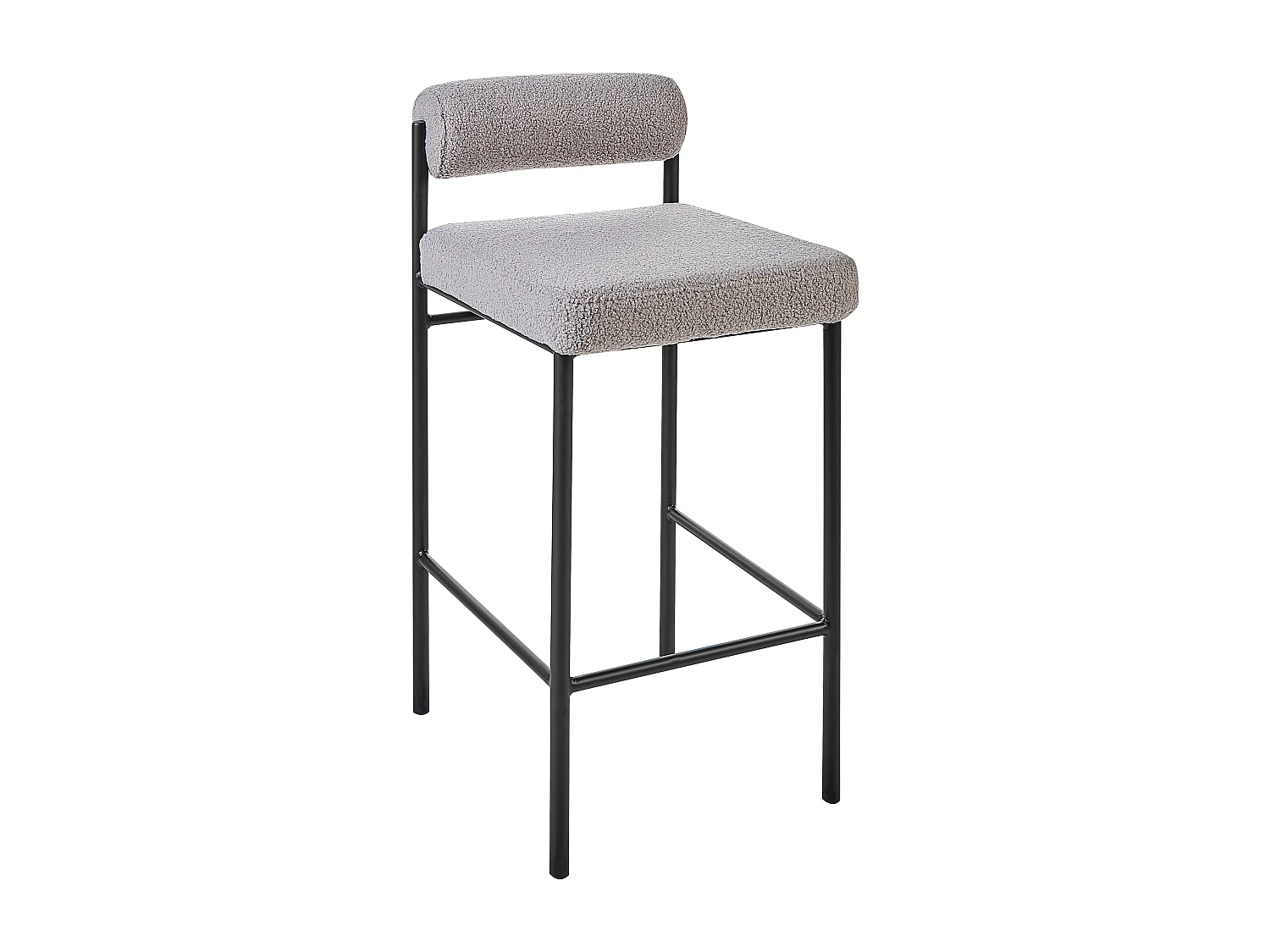 Barstuhl 2er Set Bouclé grau niedrige Lehne Metallgestell Fußstütze Retro Amaya