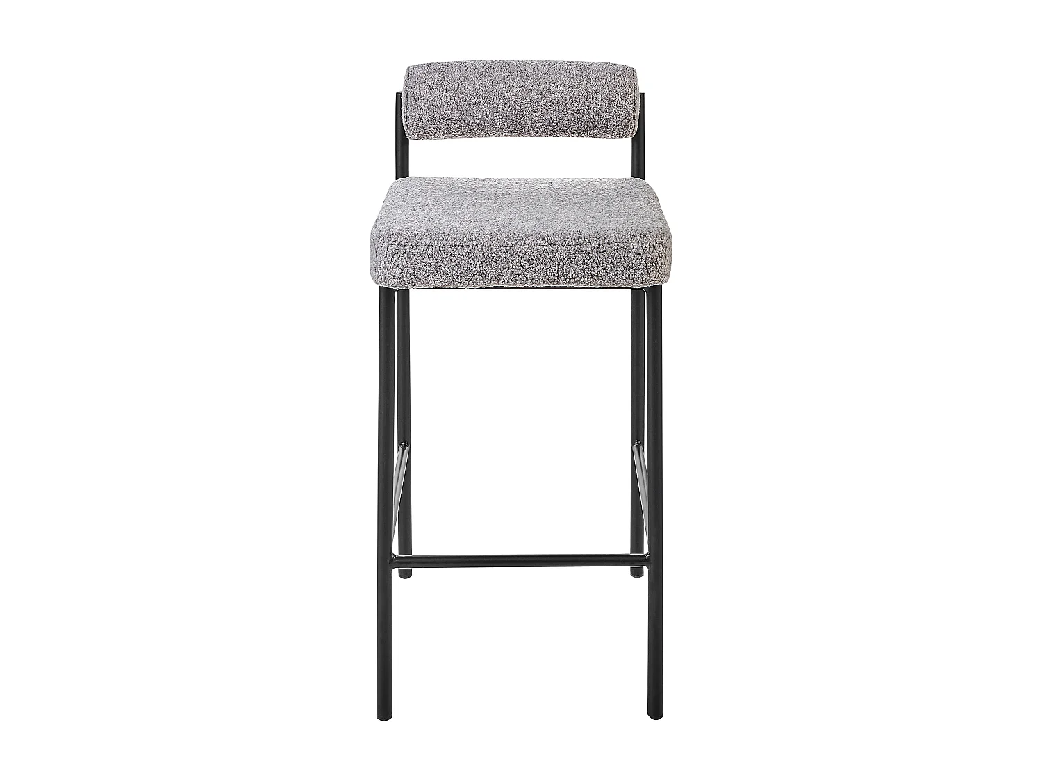 Barstuhl 2er Set Bouclé grau niedrige Lehne Metallgestell Fußstütze Retro Amaya