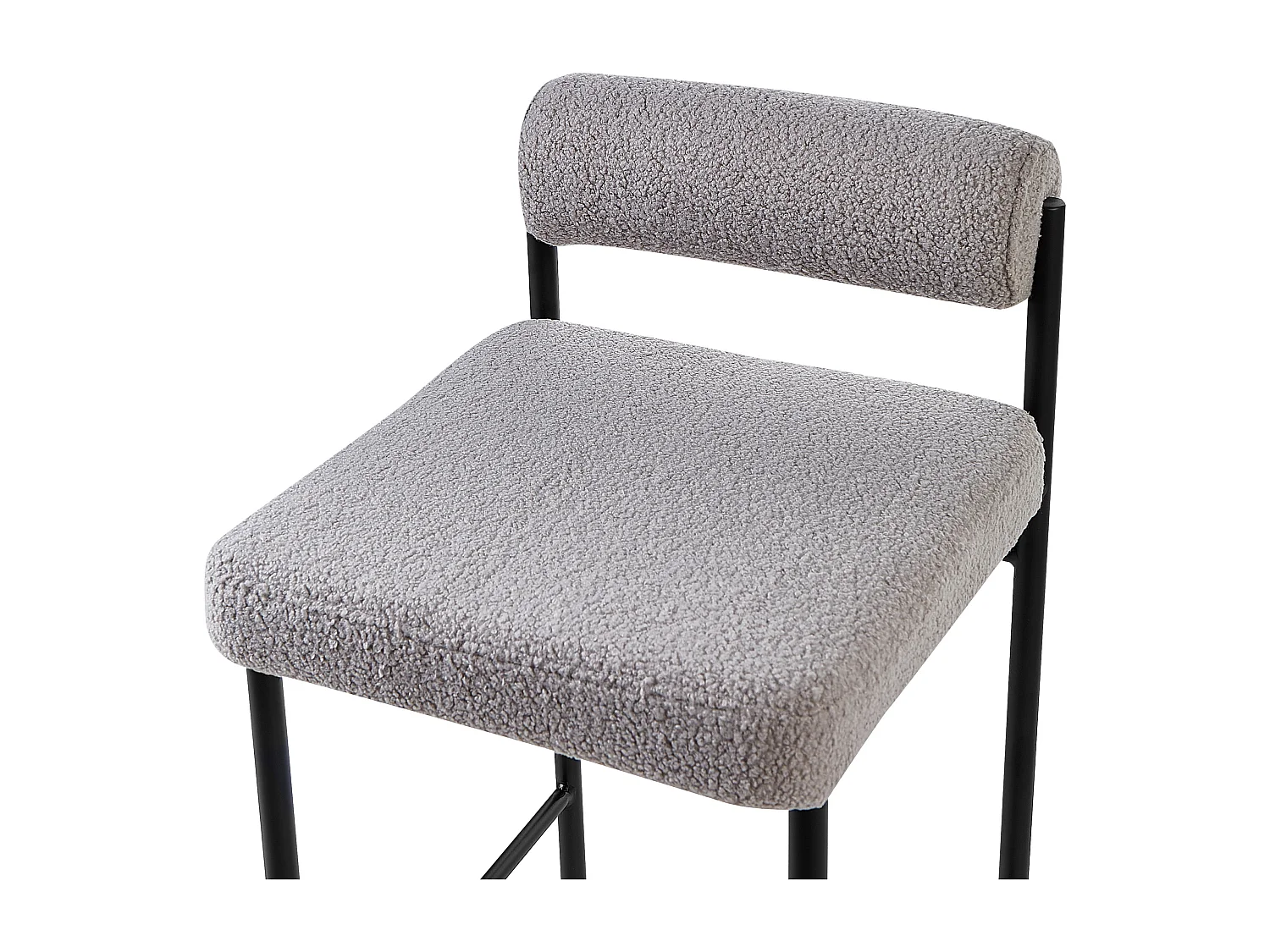 Barstuhl 2er Set Bouclé grau niedrige Lehne Metallgestell Fußstütze Retro Amaya