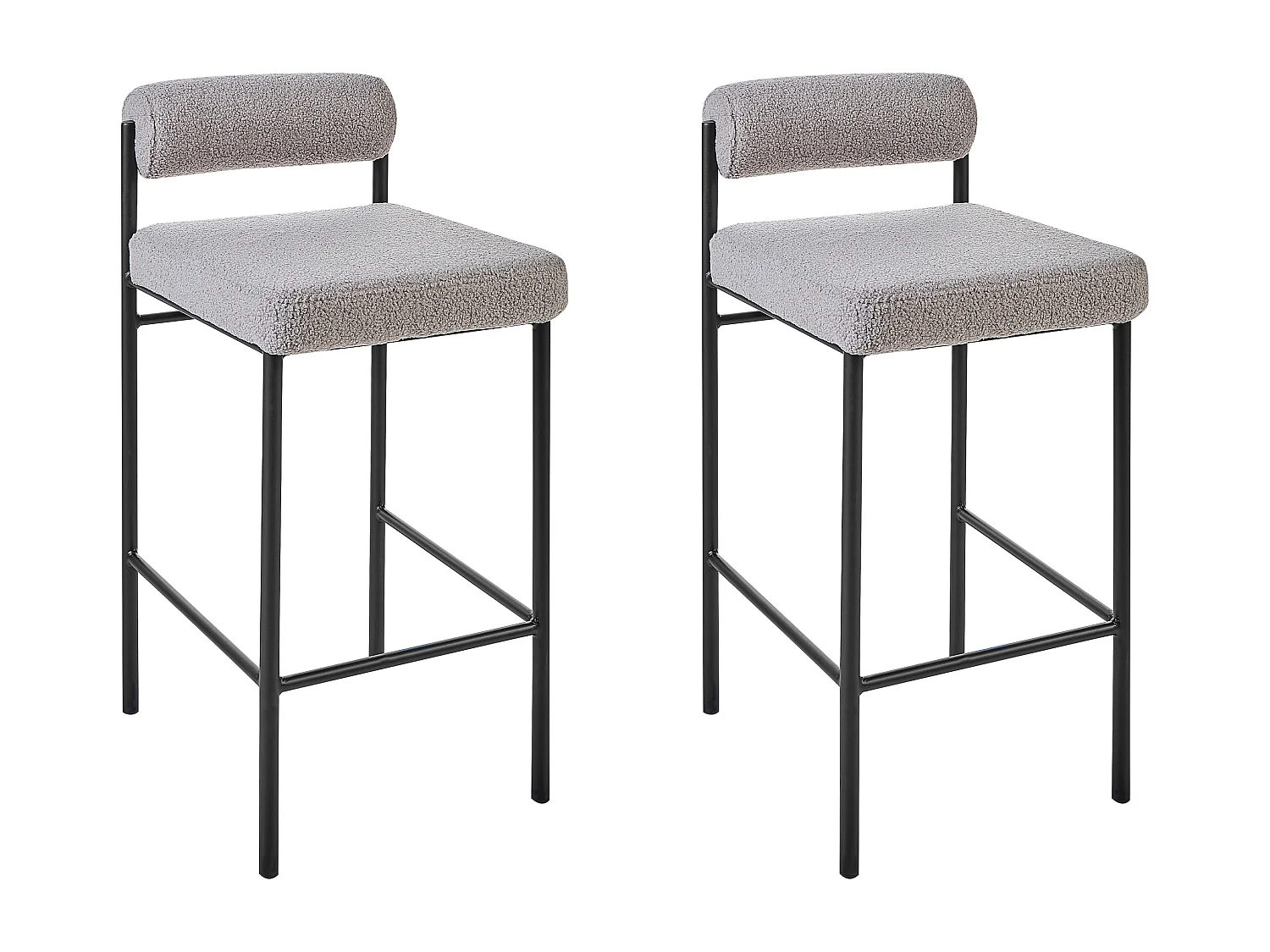 Lot de 2 chaises de bar AMAYA Bouclé Gris