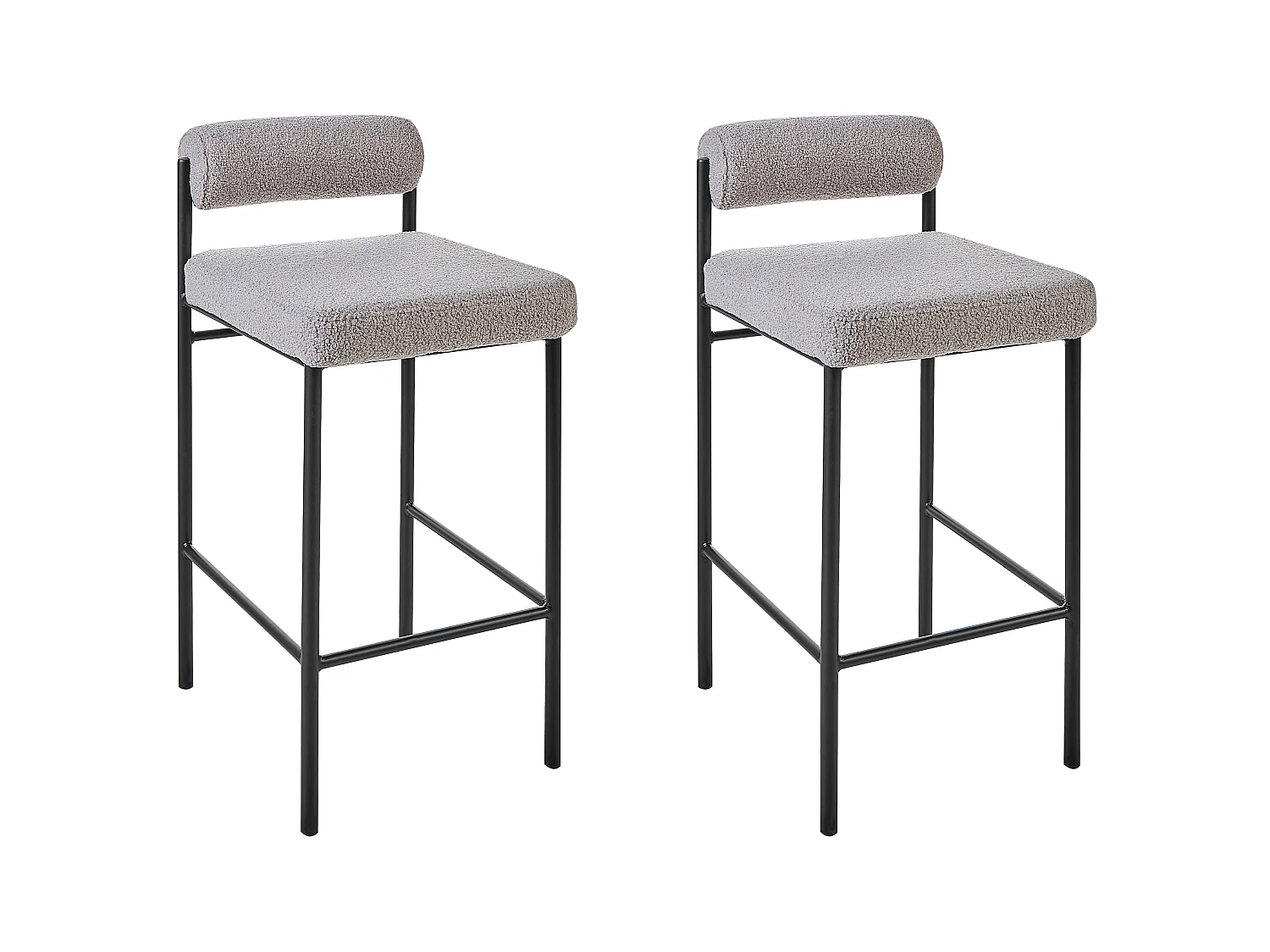 Set of 2 Bar Chairs AMAYA Boucle Grey