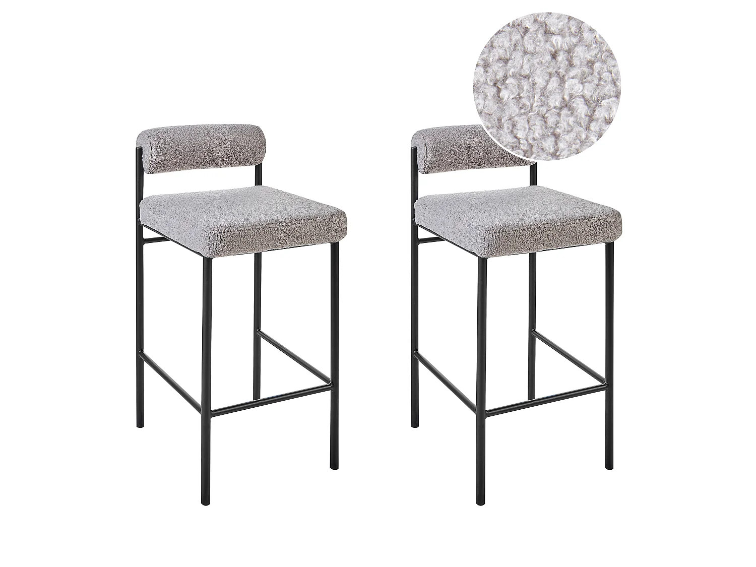 Set of 2 Bar Chairs AMAYA Boucle Grey