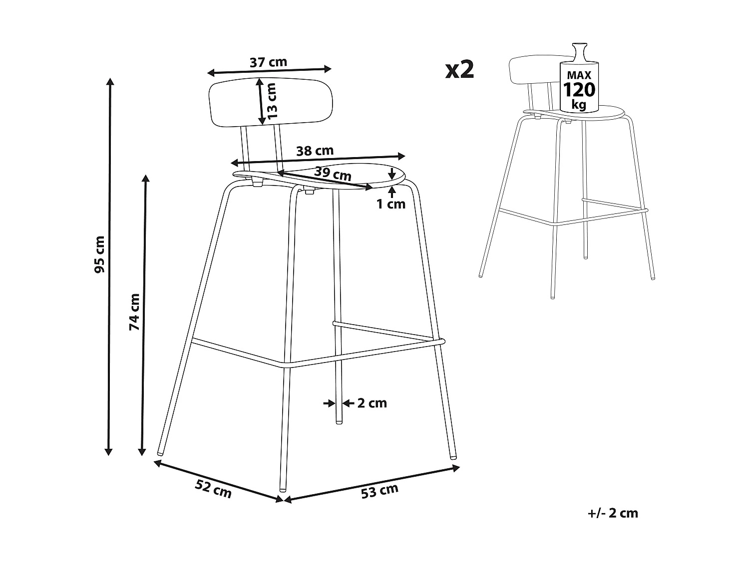 Set van 2 barstoelen SIBLEY Groen