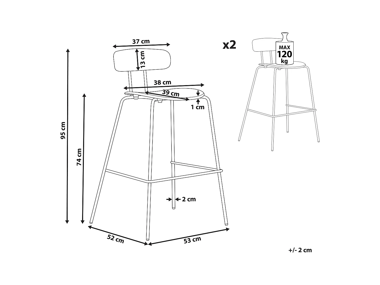 Lot de 2 chaises de bar SIBLEY Vert