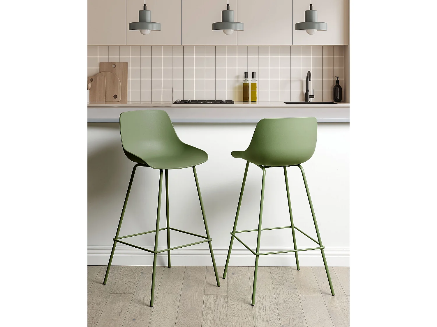 Lot de 2 chaises de bar EMMET Vert