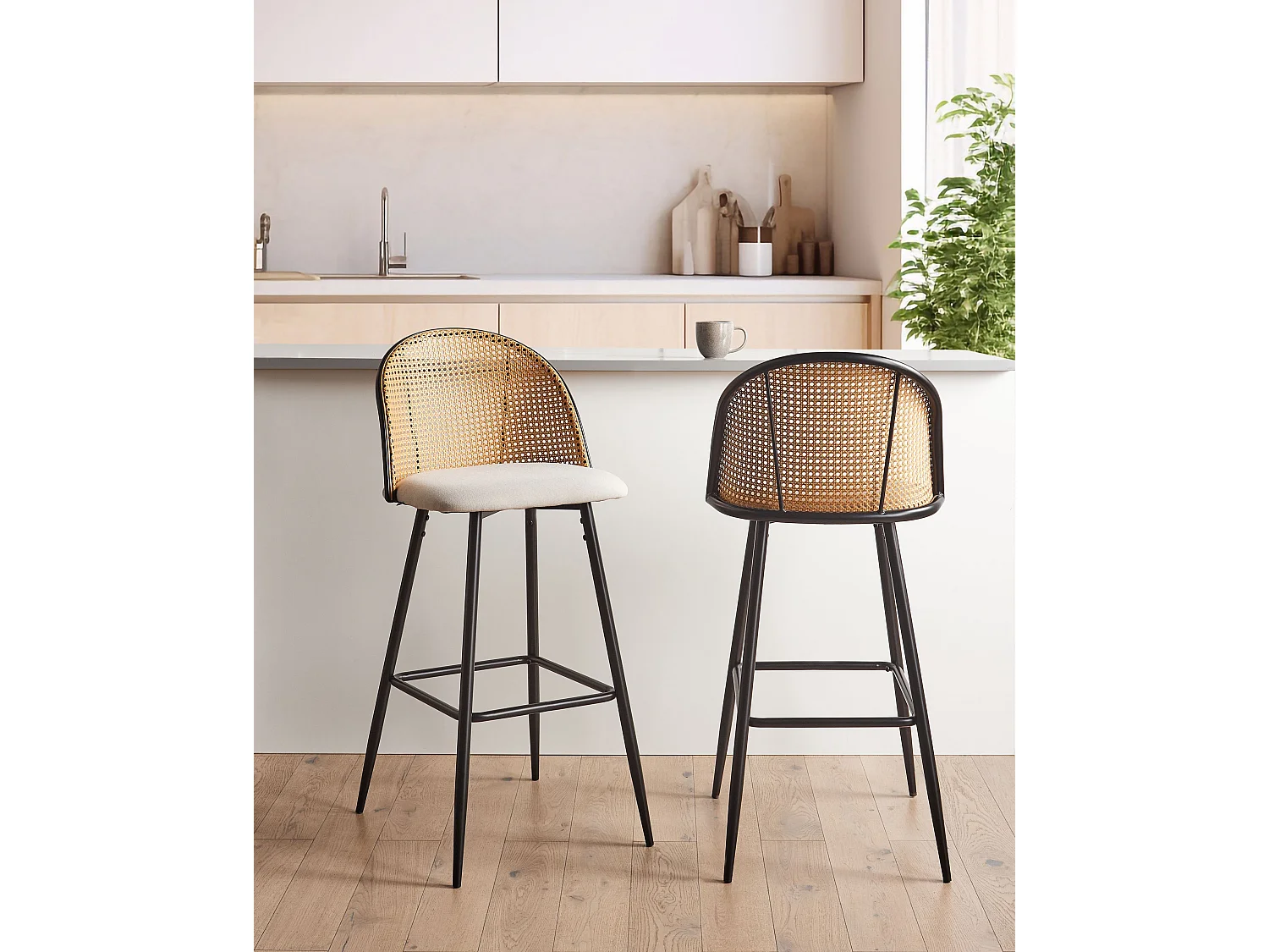 Zestaw 2 krzeseł barowych CORNELL Metal Czarny