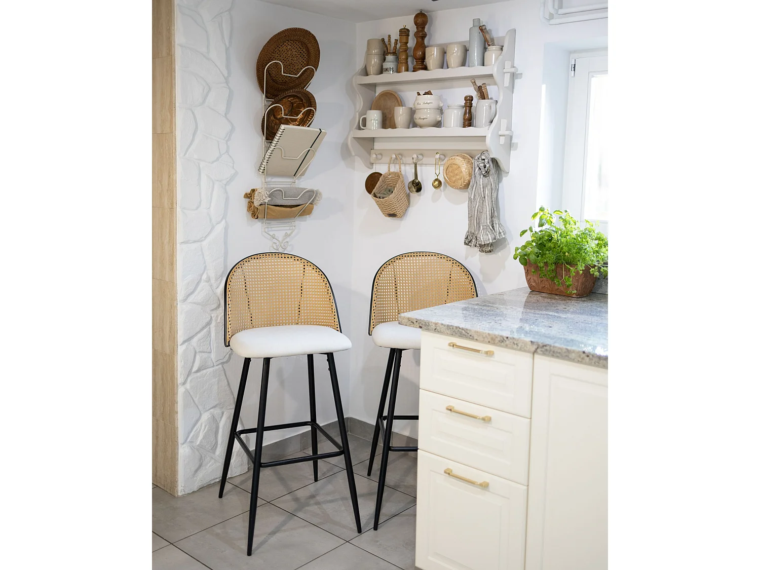 Lot de 2 chaises de bar CORNELL Métal Noir