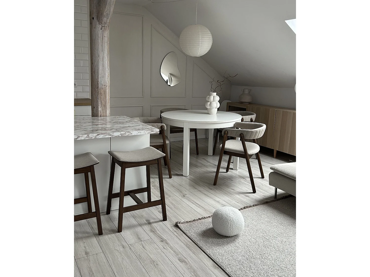 Conjunto de 2 bancos de bar DIXON Madeira Creme