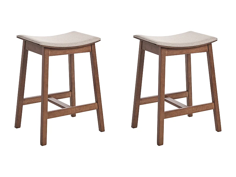 Set mit 2 Barhockern DIXON Holz Beige