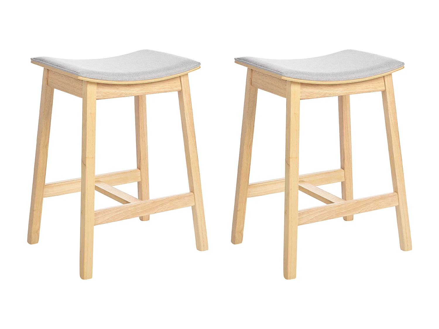 Lot de 2 tabourets de bar DIXON Bois Marron clair/gris