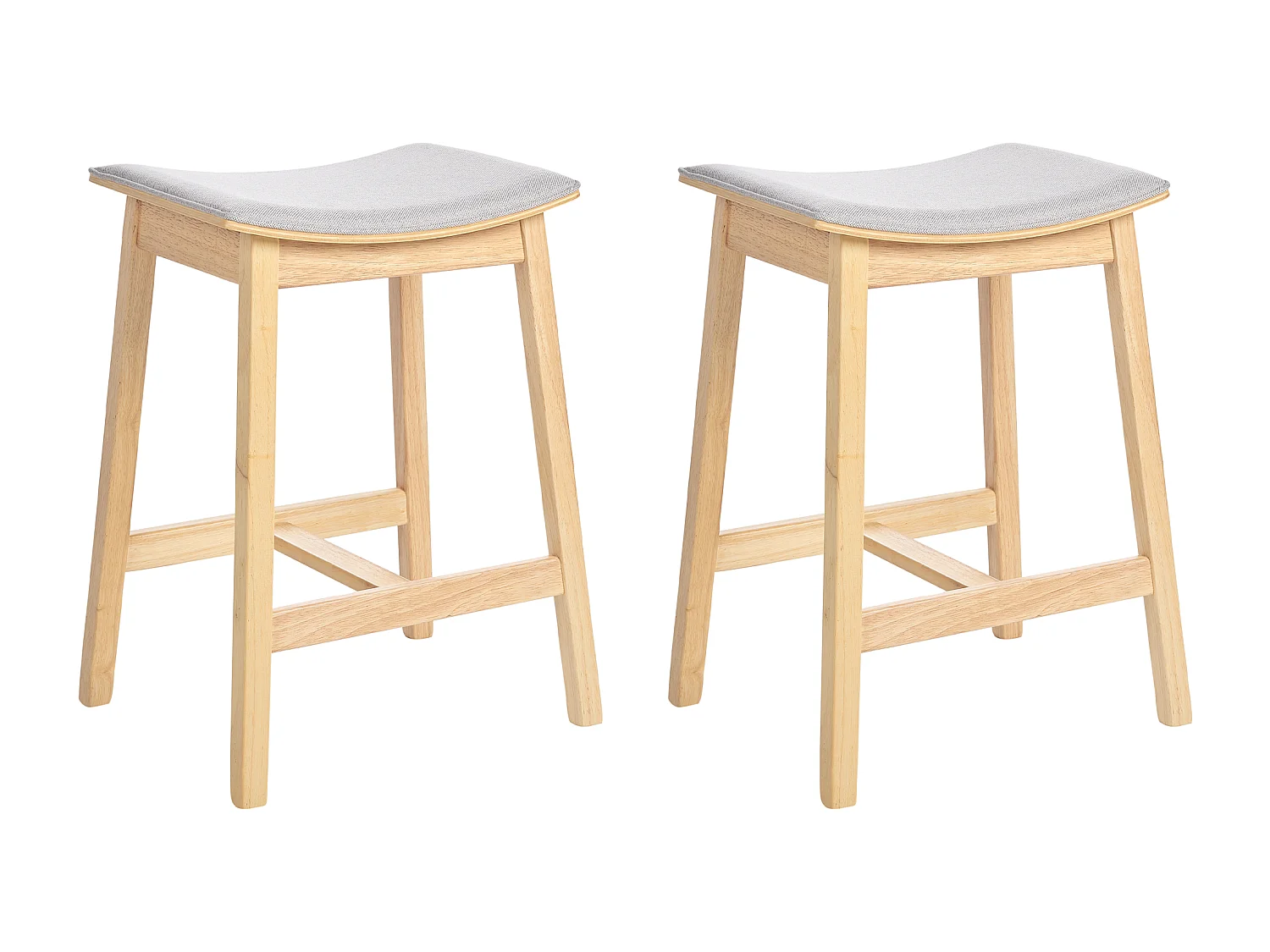 Lot de 2 tabourets de bar DIXON Bois Marron clair/gris