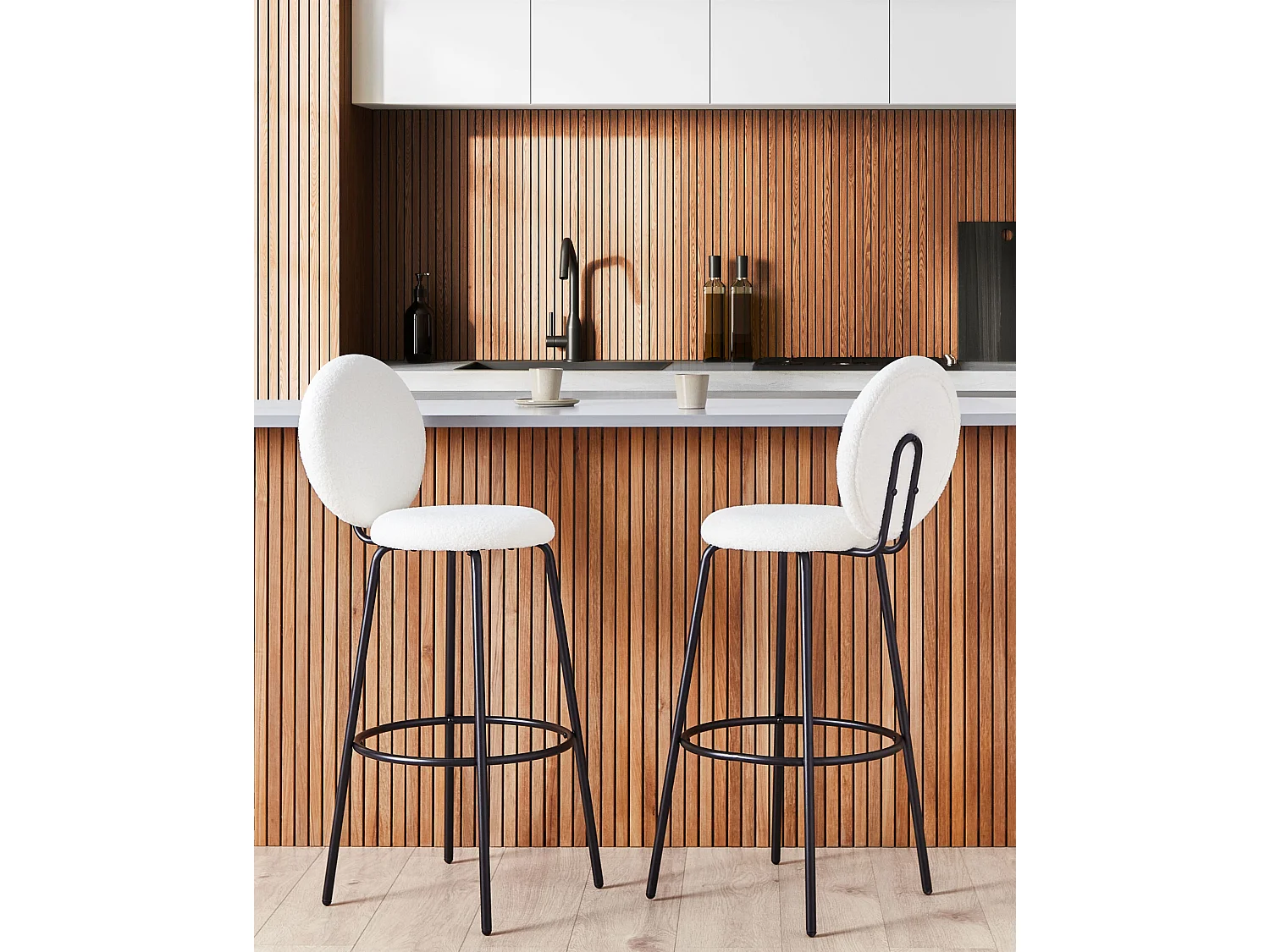 Set van 2 barstoelen EMERY Bouclé Wit