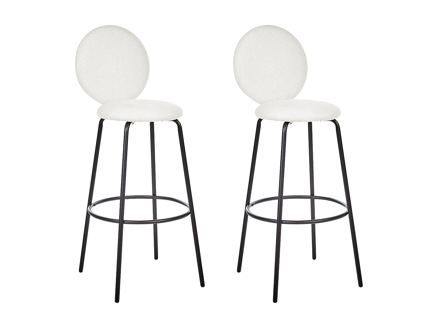Conjunto de 2 bancos de bar EMERY Bouclé Branco