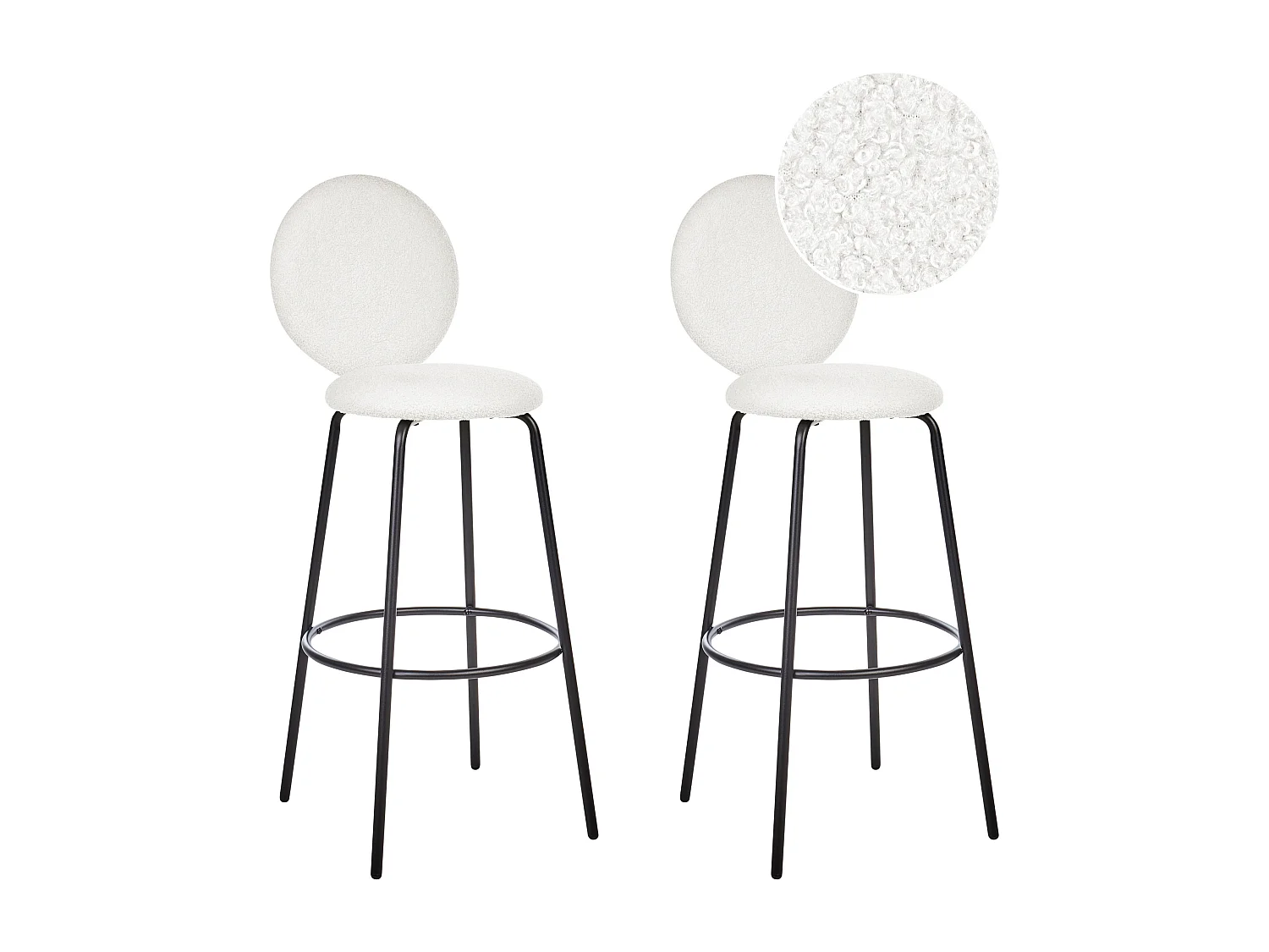Conjunto de 2 bancos de bar EMERY Bouclé Branco