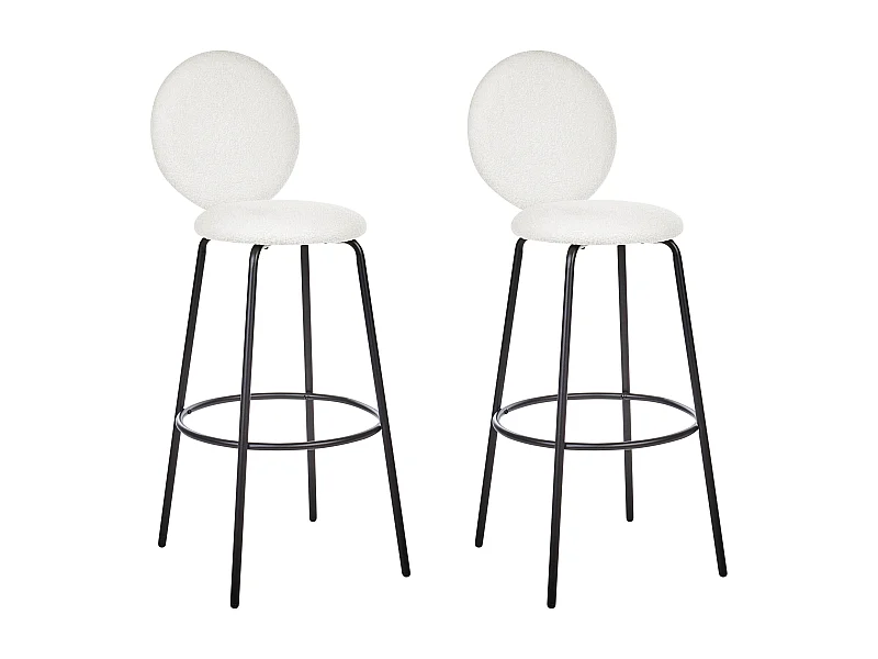 Conjunto de 2 bancos de bar EMERY Bouclé Branco