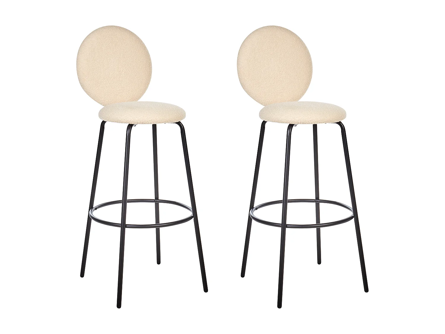 Conjunto de 2 bancos de bar EMERY Bouclé Creme claro