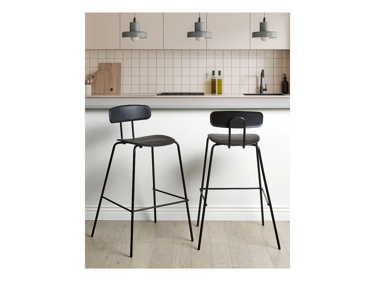 Conjunto de 2 sillas de bar SIBLEY Negro